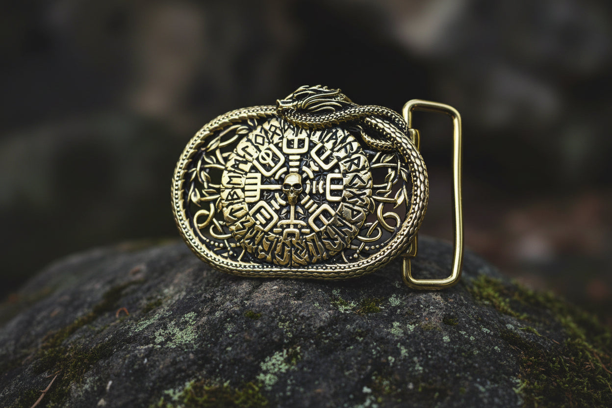 vkngjewelry Belt Handcrafted Serpent’s Compass Belt Buckle