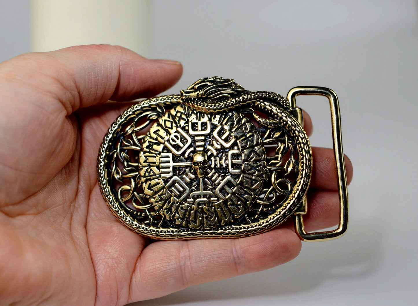 vkngjewelry Belt Handcrafted Serpent’s Compass Belt Buckle