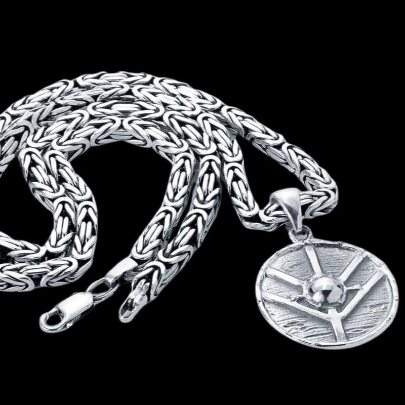 vkngjewelry Pendant Handcrafted Square Viking Chain Sterling Silver Norse Jewelry with lobster claw closing