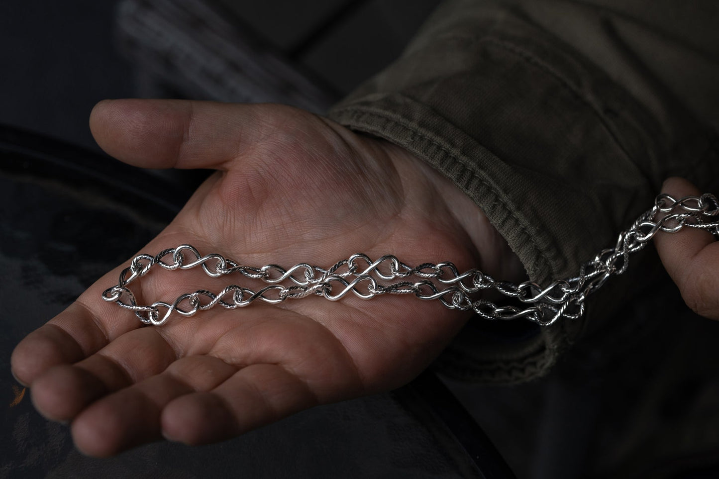 vkngjewelry Pendant Sterling Silver Twisted Infinity Link Chain in Rope Style