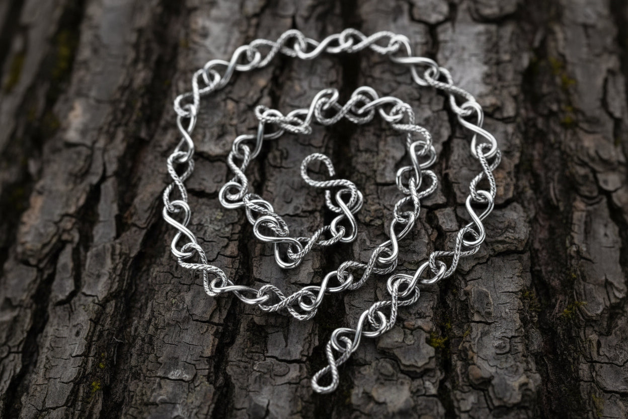vkngjewelry Pendant Sterling Silver Twisted Infinity Link Chain in Rope Style