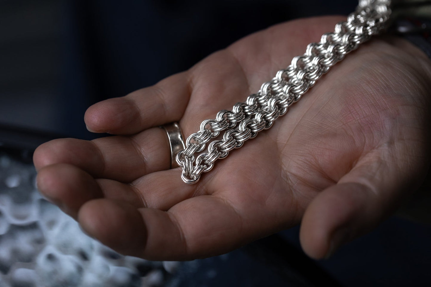 vkngjewelry Pendant Sterling Silver Bismark Link Chain for Men, High-Polished Necklace