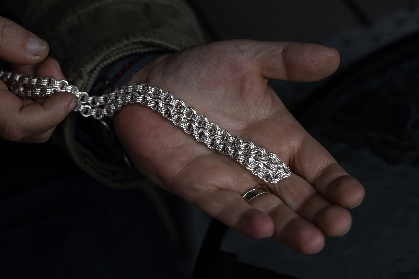 vkngjewelry Pendant Sterling Silver Bismark Link Chain for Men, High-Polished Necklace