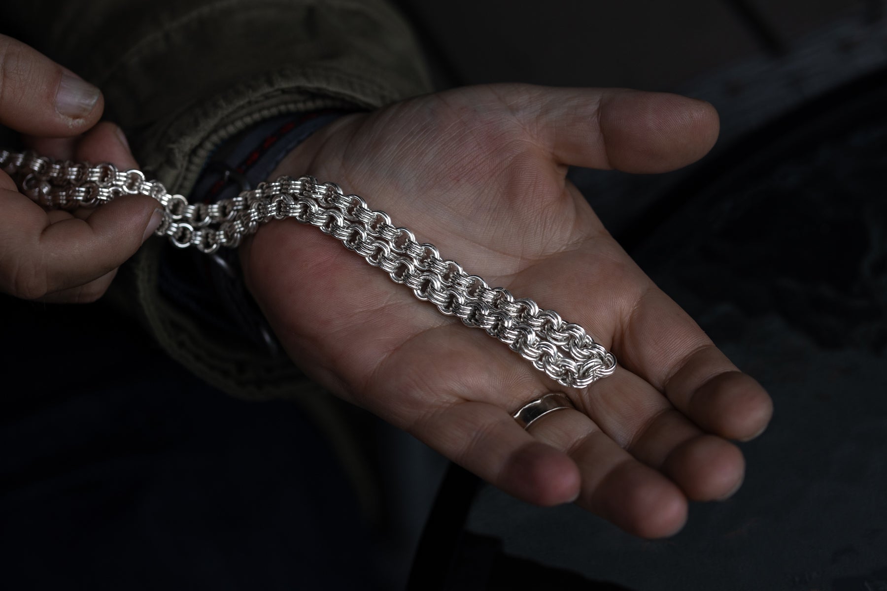 vkngjewelry Pendant Sterling Silver Bismark Link Chain for Men, High-Polished Necklace