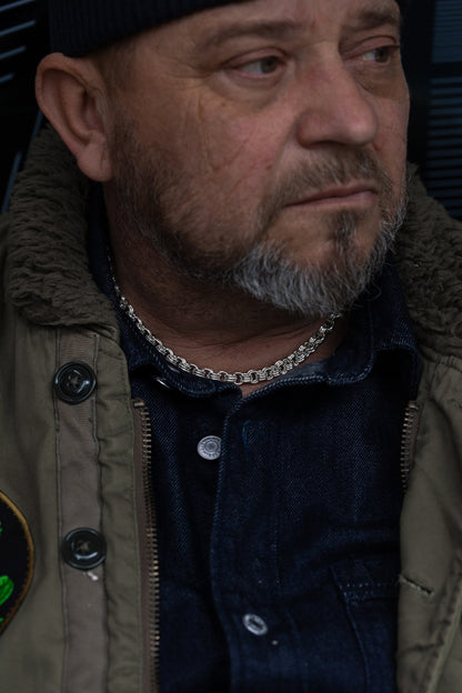 vkngjewelry Pendant Sterling Silver Bismark Link Chain for Men, High-Polished Necklace