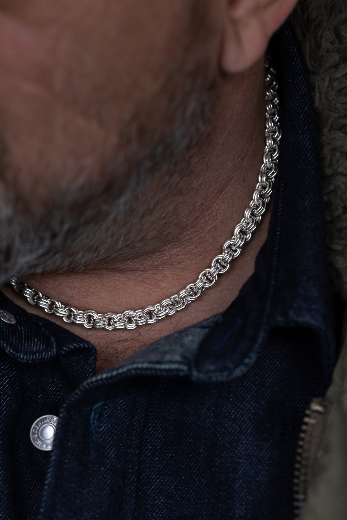 vkngjewelry Pendant Sterling Silver Bismark Link Chain for Men, High-Polished Necklace