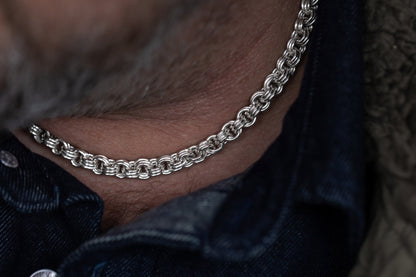 vkngjewelry Pendant Sterling Silver Bismark Link Chain for Men, High-Polished Necklace