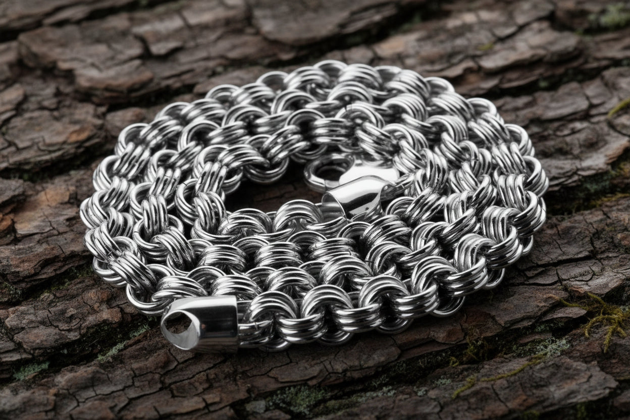 vkngjewelry Pendant Sterling Silver Bismark Link Chain for Men, High-Polished Necklace