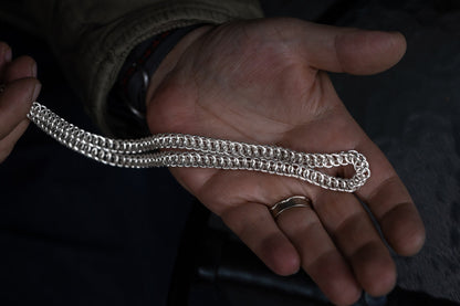 vkngjewelry Pendant Men's Solid Silver Byzantine Necklace with Lobster Clasp