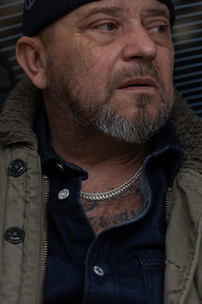 vkngjewelry Pendant Men's Solid Silver Byzantine Necklace with Lobster Clasp