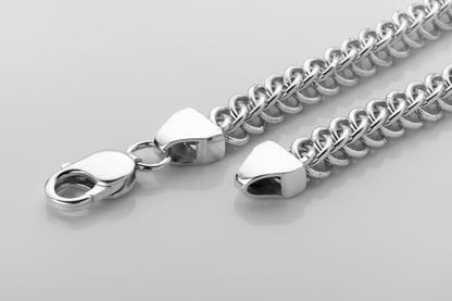 vkngjewelry Pendant Men's Solid Silver Byzantine Necklace with Lobster Clasp