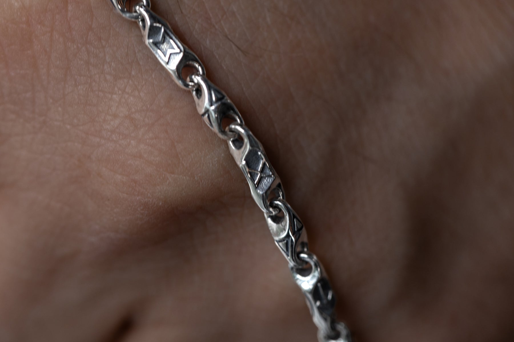 vkngjewelry Pendant 925 Sterling Silver Elder Futhark Rune Chain, Protective Rune Amulet