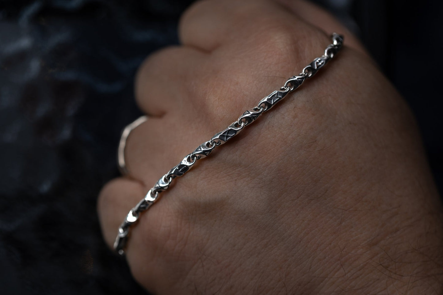 vkngjewelry Pendant 925 Sterling Silver Elder Futhark Rune Chain, Protective Rune Amulet