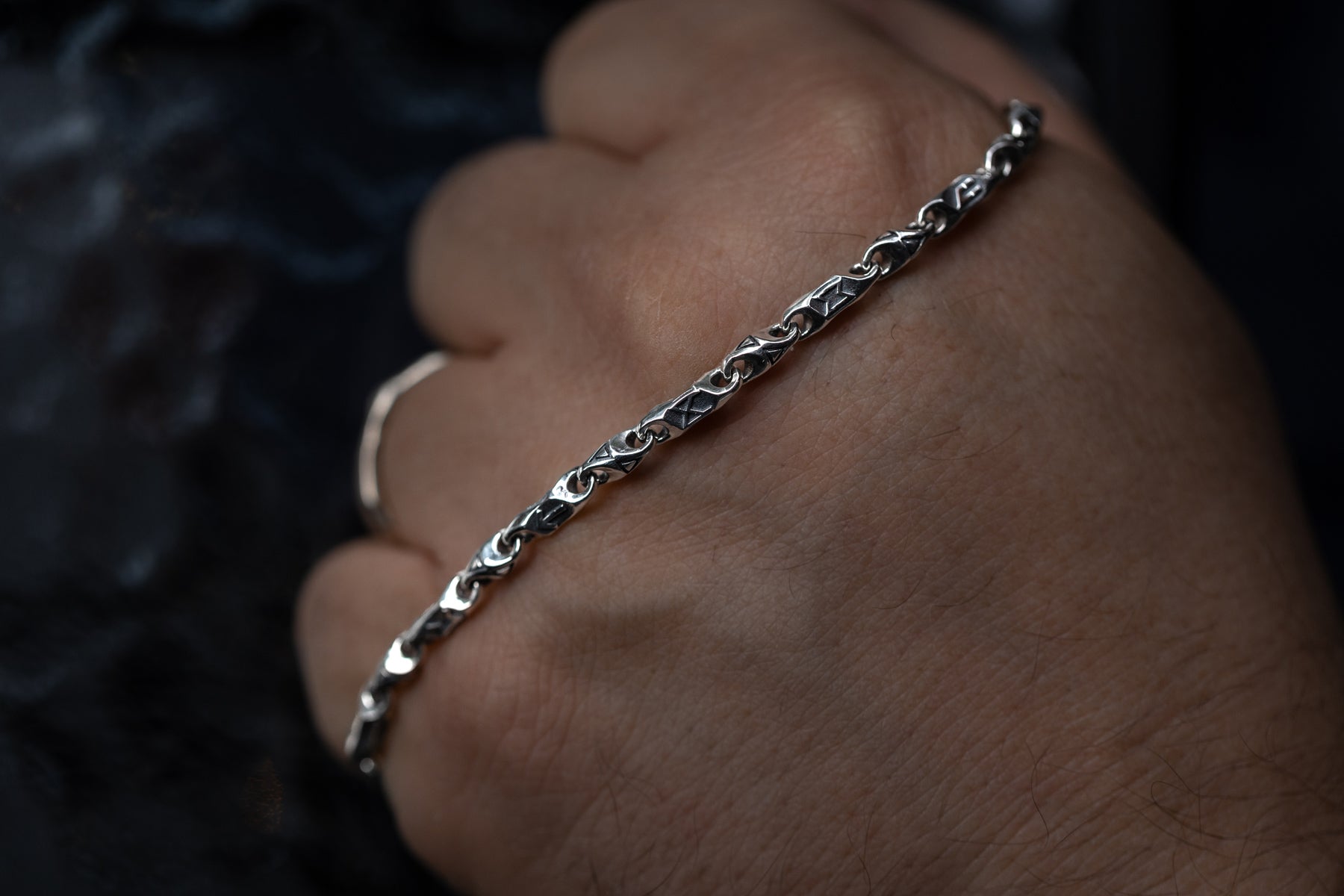 vkngjewelry Pendant 925 Sterling Silver Elder Futhark Rune Chain, Protective Rune Amulet