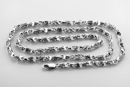 vkngjewelry Pendant 925 Sterling Silver Elder Futhark Rune Chain, Protective Rune Amulet