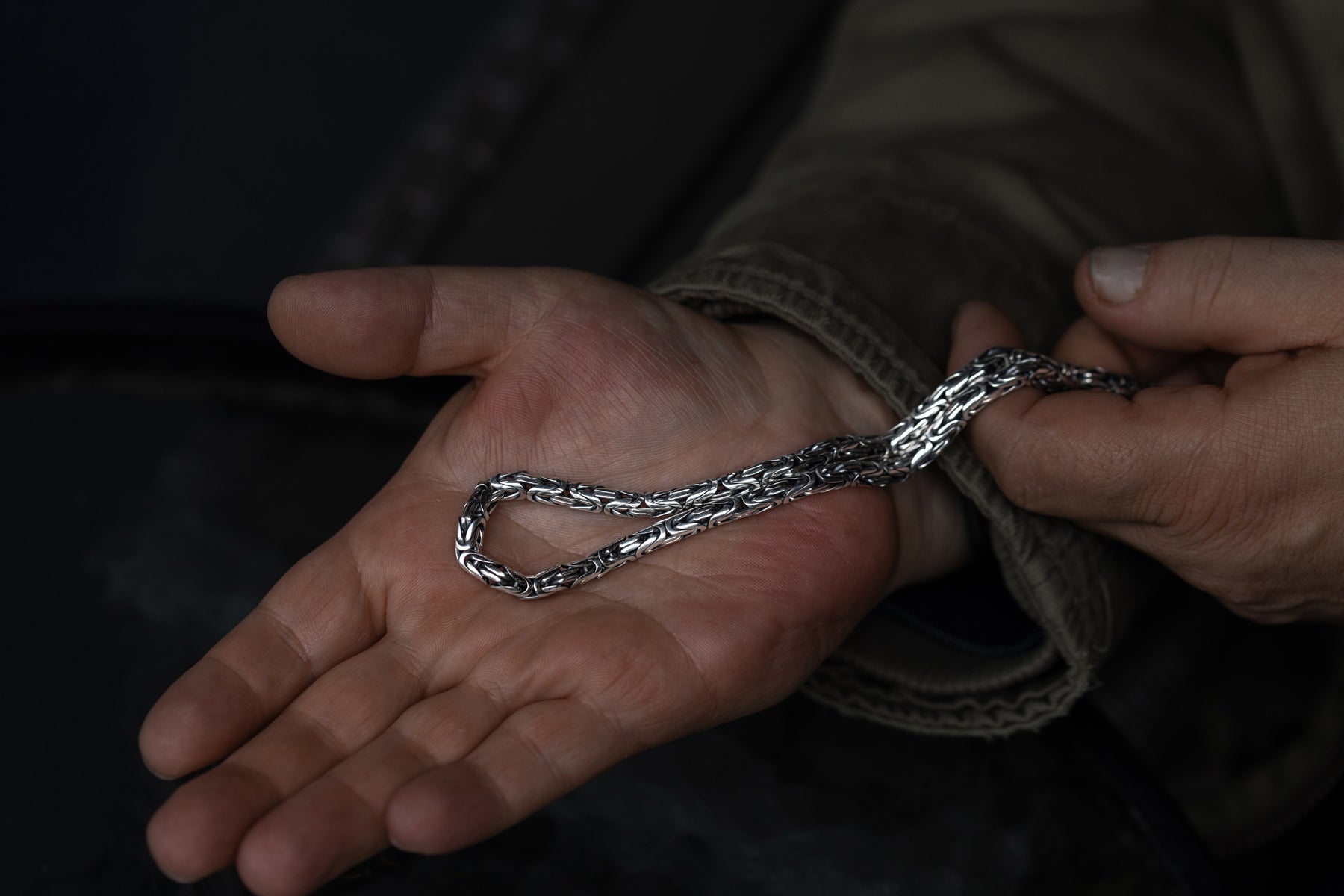 vkngjewelry Pendant Celtic Knot Sterling Silver Men's Chain, Viking Link Necklace