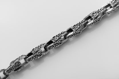 vkngjewelry Pendant Celtic Knot Sterling Silver Men's Chain, Viking Link Necklace