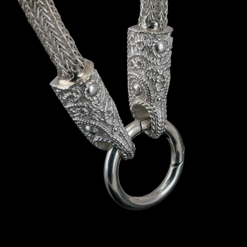 vkngjewelry Pendant Handcrafted Sterling Silver Norse Chain with Wolf Tips