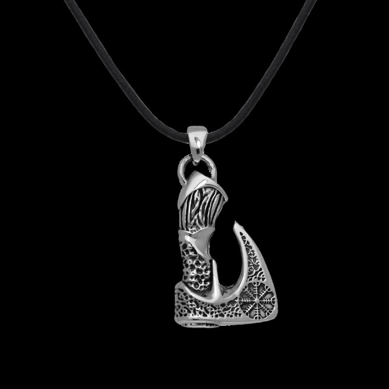 vkngjewelry Pendant Handcrafted Axe Helm of Awe Sterling Silver