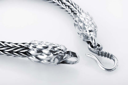 vkngjewelry Bracelet Handmade Eagle Heads Wheat Chain Bracelet