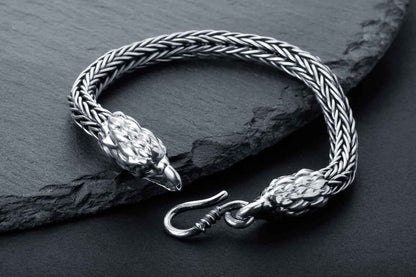 vkngjewelry Bracelet Handmade Eagle Heads Wheat Chain Bracelet