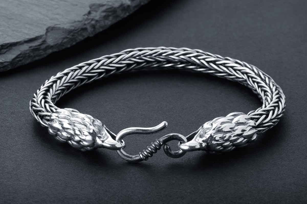 vkngjewelry Bracelet Handmade Eagle Heads Wheat Chain Bracelet