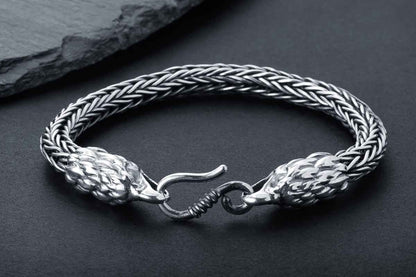 vkngjewelry Bracelet Handmade Eagle Heads Wheat Chain Bracelet