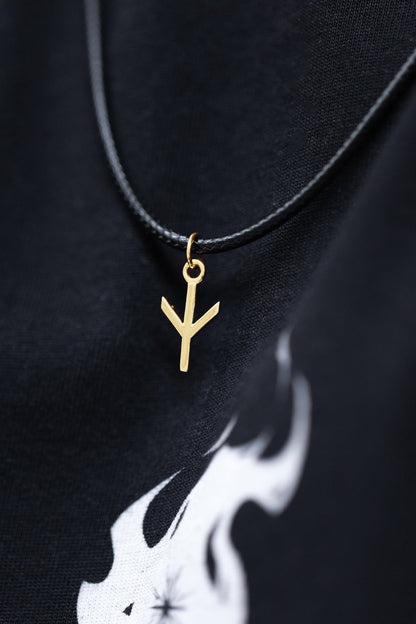 vkngjewelry Pendant Handmade Gold Rune Algiz Pendant