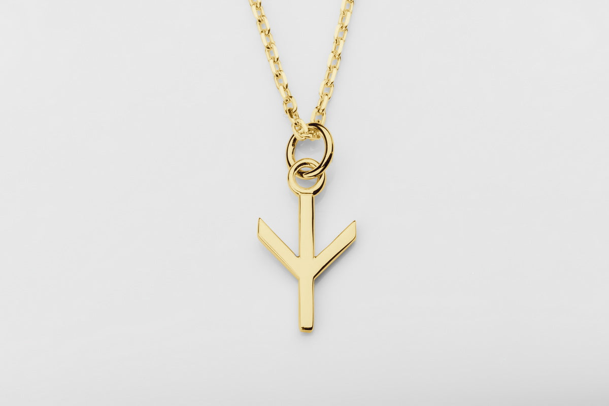 vkngjewelry Pendant Handmade Gold Rune Algiz Pendant
