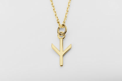vkngjewelry Pendant Handmade Gold Rune Algiz Pendant
