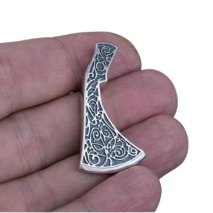 vkngjewelry Pendant Perun's Axe Necklace Floral Ornament Sterling Silver Pendant