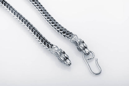 vkngjewelry Bracelet Handmade Sterling Silver Wolf Heads Bracelet