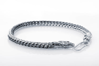 vkngjewelry Bracelet Handmade Sterling Silver Wolf Heads Bracelet