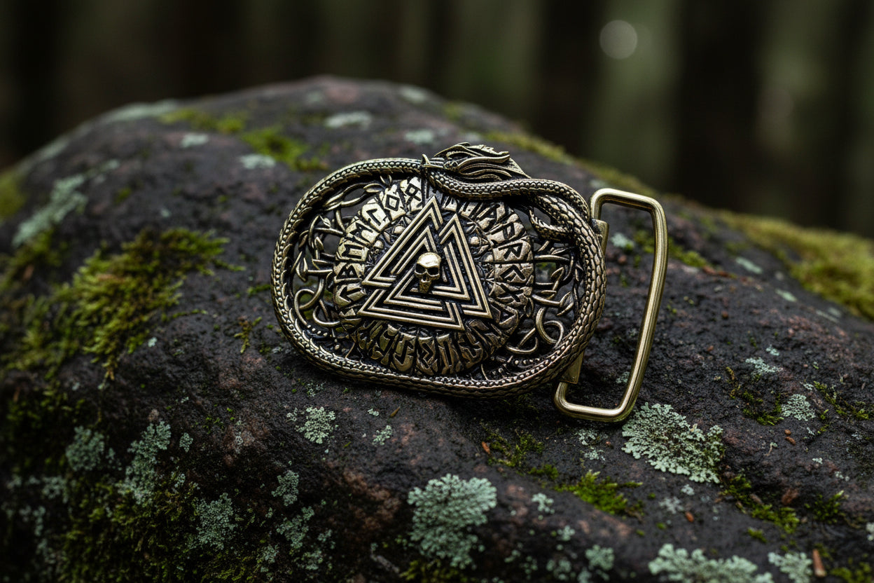 vkngjewelry Belt Handmade Viking Valknut Brass Belt Buckle