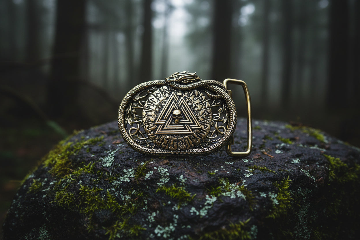 vkngjewelry Belt Handmade Viking Valknut Brass Belt Buckle