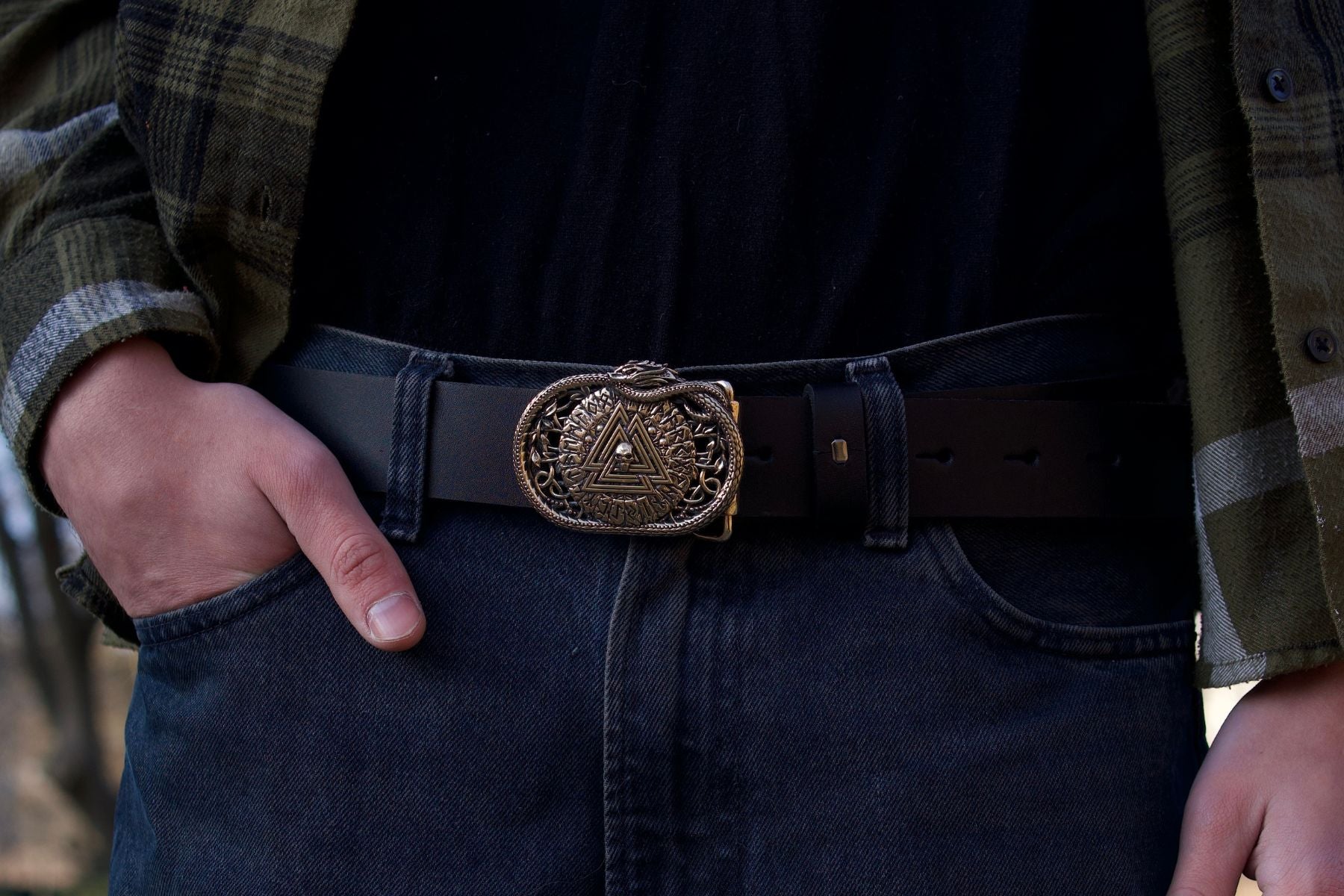 vkngjewelry Belt Handmade Viking Valknut Brass Belt Buckle