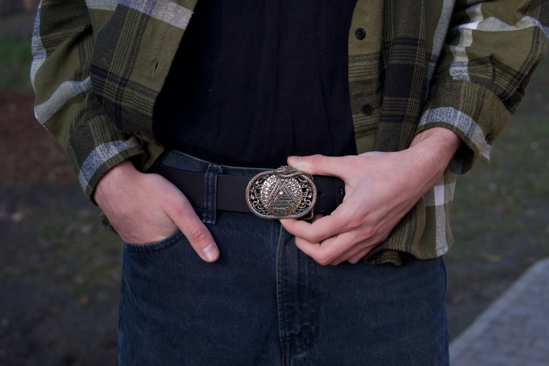 vkngjewelry Belt Handmade Viking Valknut Brass Belt Buckle