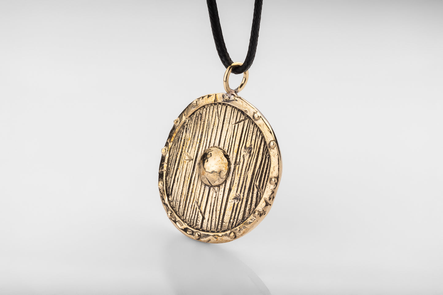 vkngjewelry Pendant Handmade Viking Wood Texture Brass Pendant