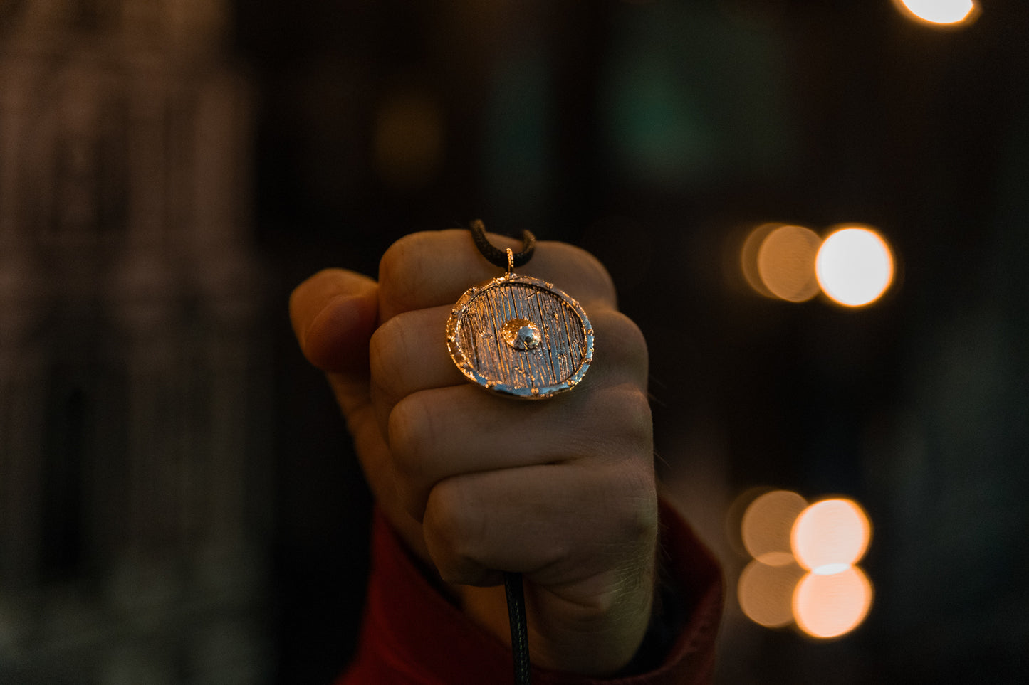 vkngjewelry Pendant Handmade Viking Wood Texture Brass Pendant