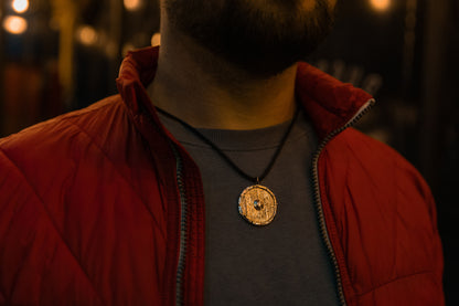 vkngjewelry Pendant Handmade Viking Wood Texture Brass Pendant