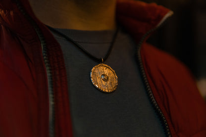 vkngjewelry Pendant Handmade Viking Wood Texture Brass Pendant