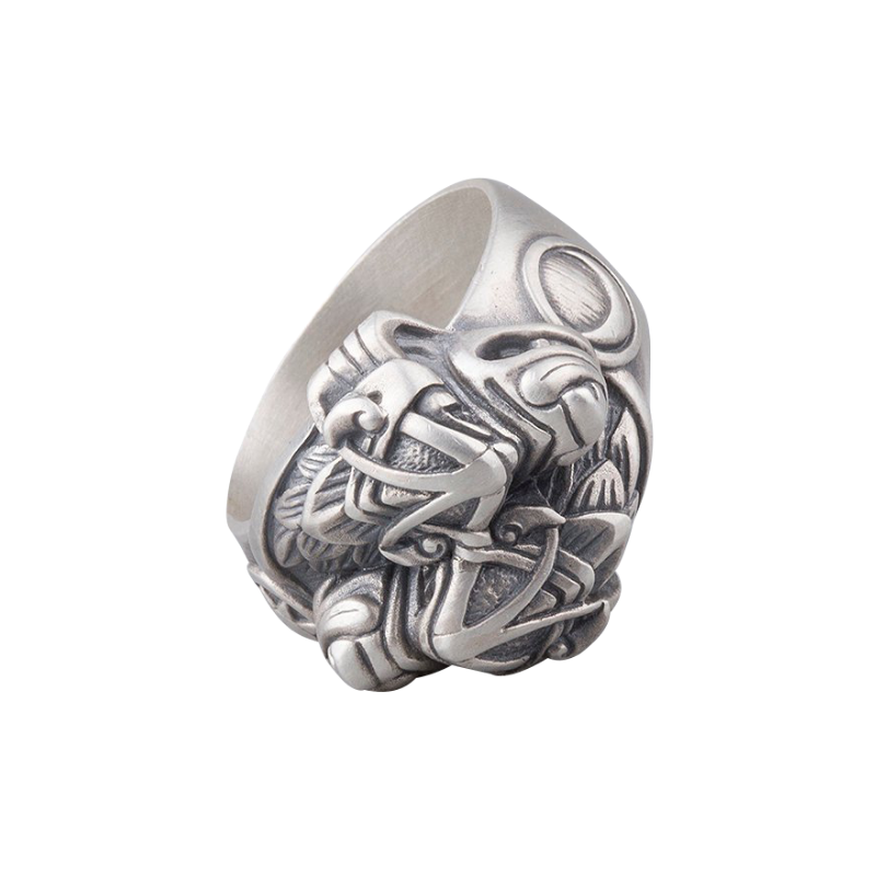 vkngjewelry Bagues Wolf Viking Silver Ring Hati and Skoll