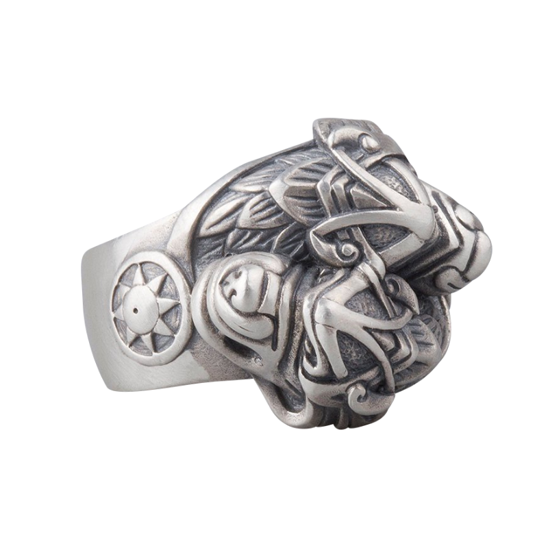 vkngjewelry Bagues Wolf Viking Silver Ring Hati and Skoll