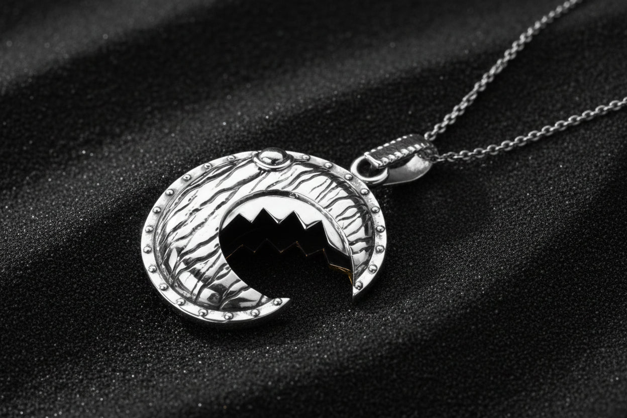 vkngjewelry Pendant Handcrafted Head of the Scheldt Silver Pendant