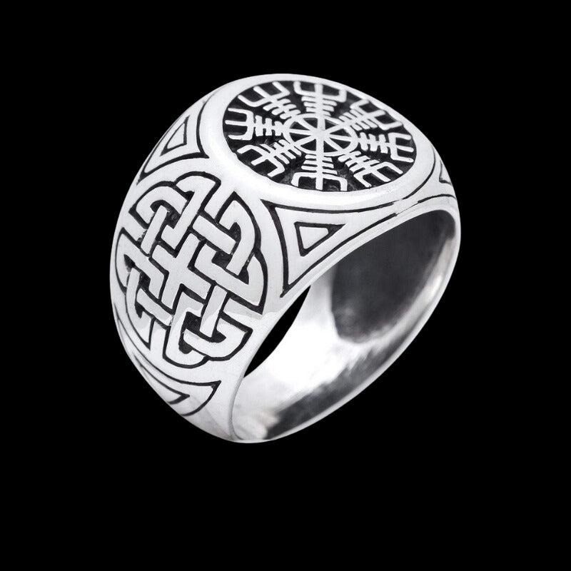 vkngjewelry Bagues Helm Of Awe Aegishjalmur Knotwork Protection Sterling Silver Ring