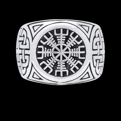 vkngjewelry Bagues Helm Of Awe Aegishjalmur Knotwork Protection Sterling Silver Ring