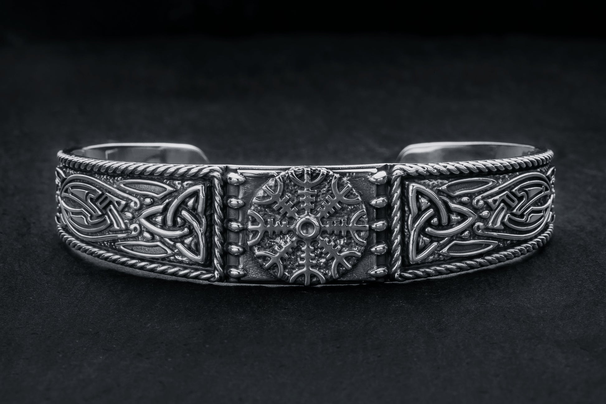 vkngjewelry Bracelet Handcrafted  Helm of Awe and Celtic Ornament Arm Ring