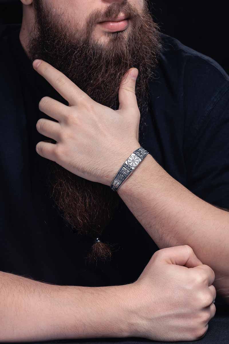 vkngjewelry Bracelet Handcrafted  Helm of Awe and Celtic Ornament Arm Ring