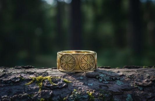 vkngjewelry Ring Handcrafted Helm Of Awe Norse Gold Ring