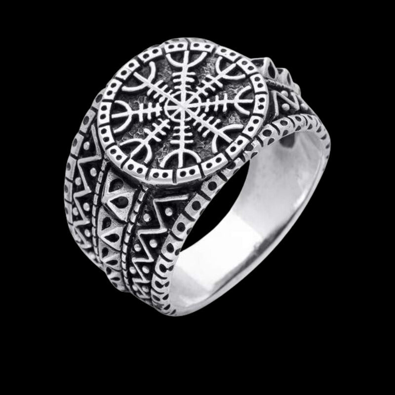 vkngjewelry Bagues Helm of Awe Oxidized Sterling Silver Ring